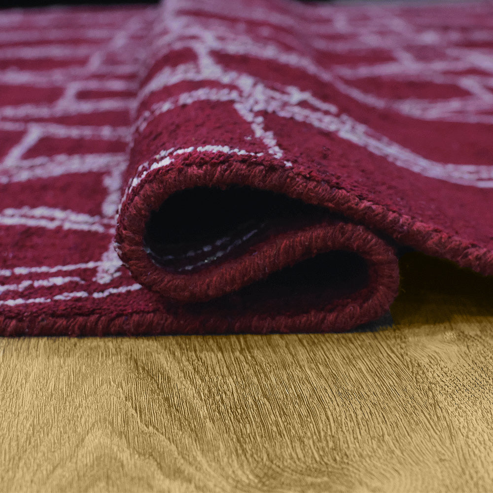 Hand Knotted Loom Silk Mix Area Rug Contemporary Red Beige