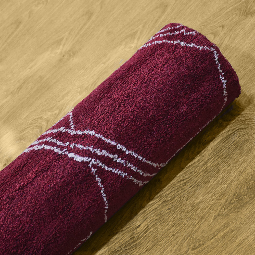 Hand Knotted Loom Silk Mix Area Rug Contemporary Red Beige