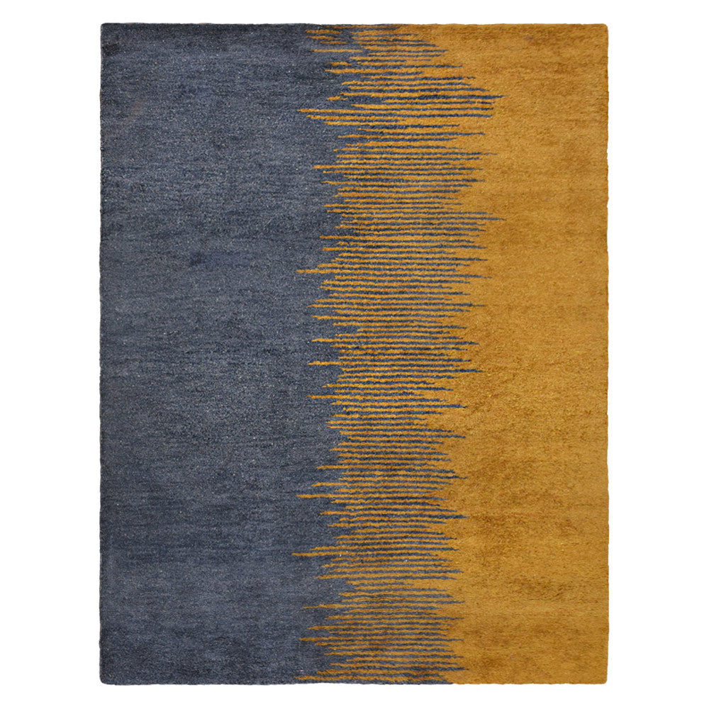 Hand Knotted Silk Area Rug Contemporary Charcoal Gold