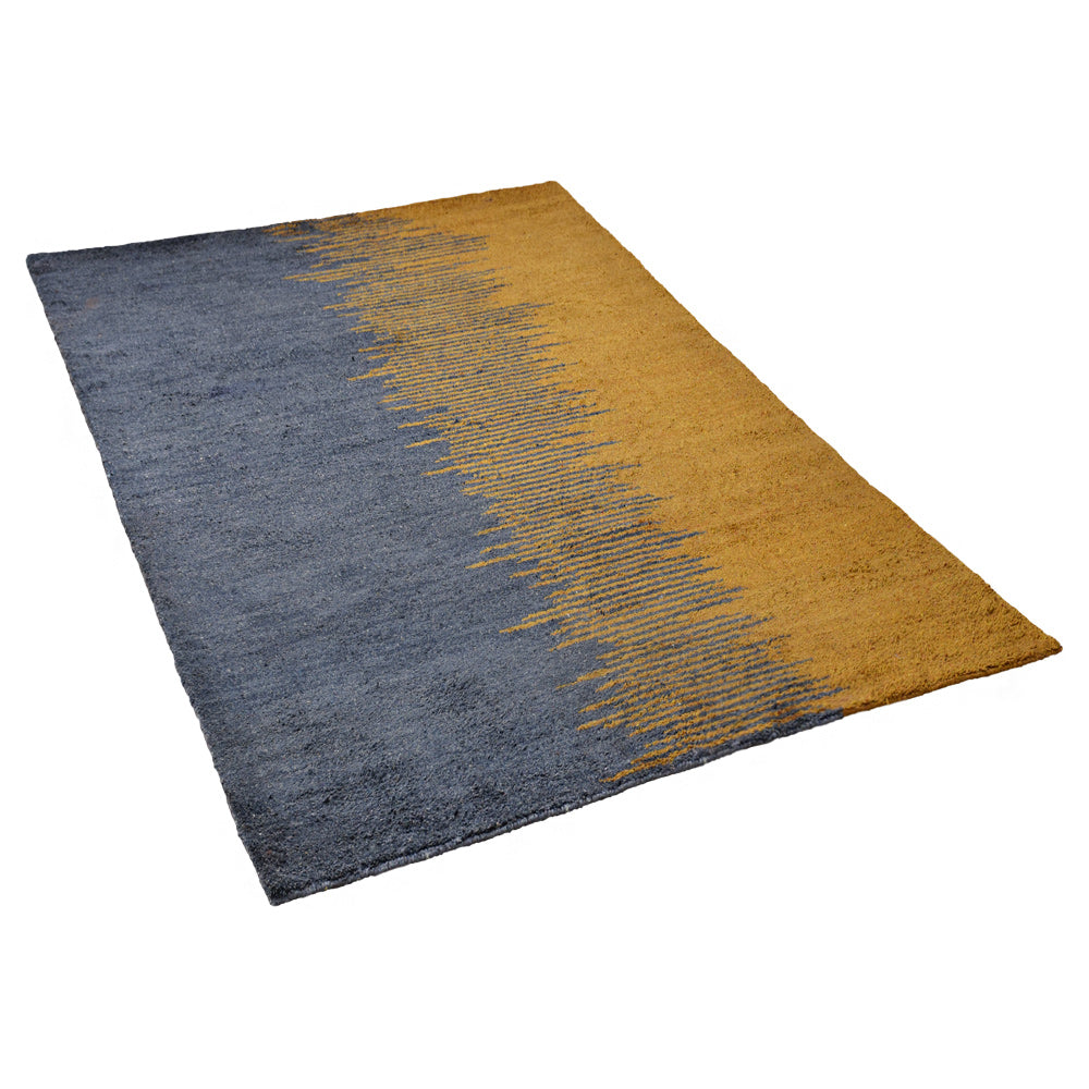 Hand Knotted Silk Area Rug Contemporary Charcoal Gold