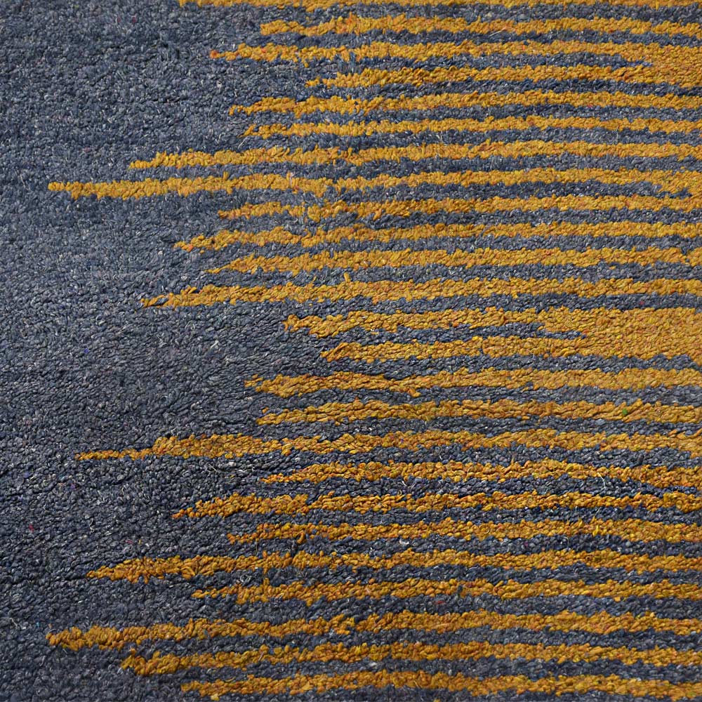 Hand Knotted Silk Area Rug Contemporary Charcoal Gold