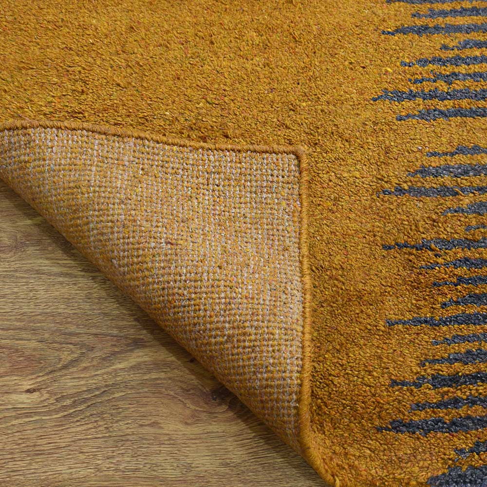 Hand Knotted Silk Area Rug Contemporary Charcoal Gold