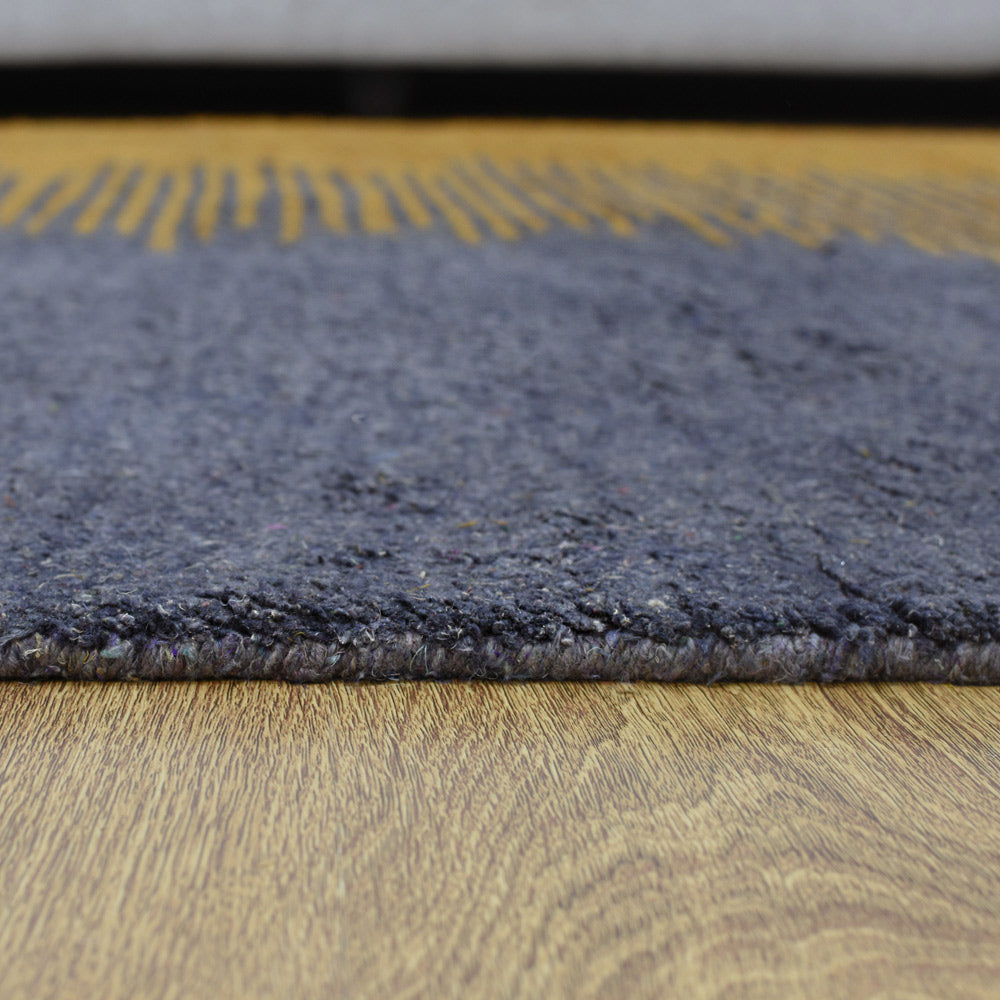 Hand Knotted Silk Area Rug Contemporary Charcoal Gold