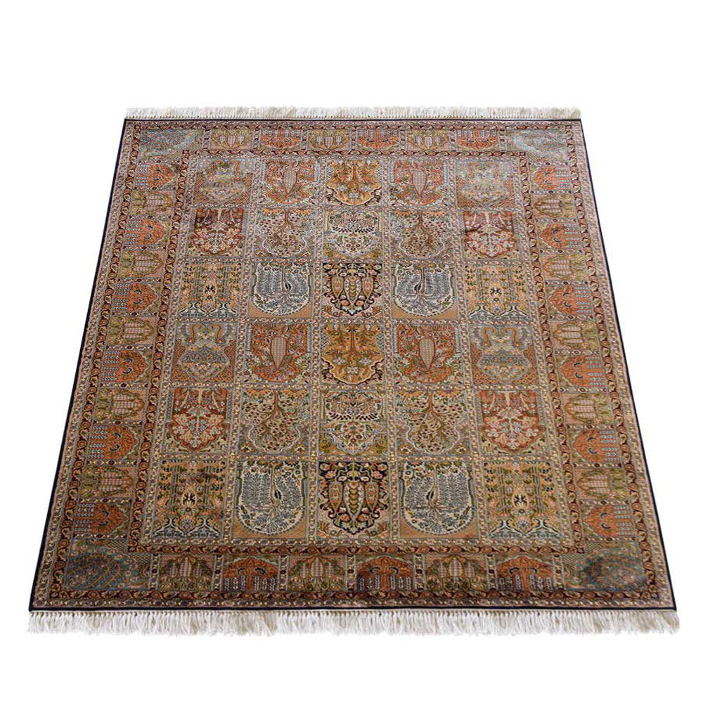 Hand Knotted Persian Original Silk Area Rug Oriental Blue