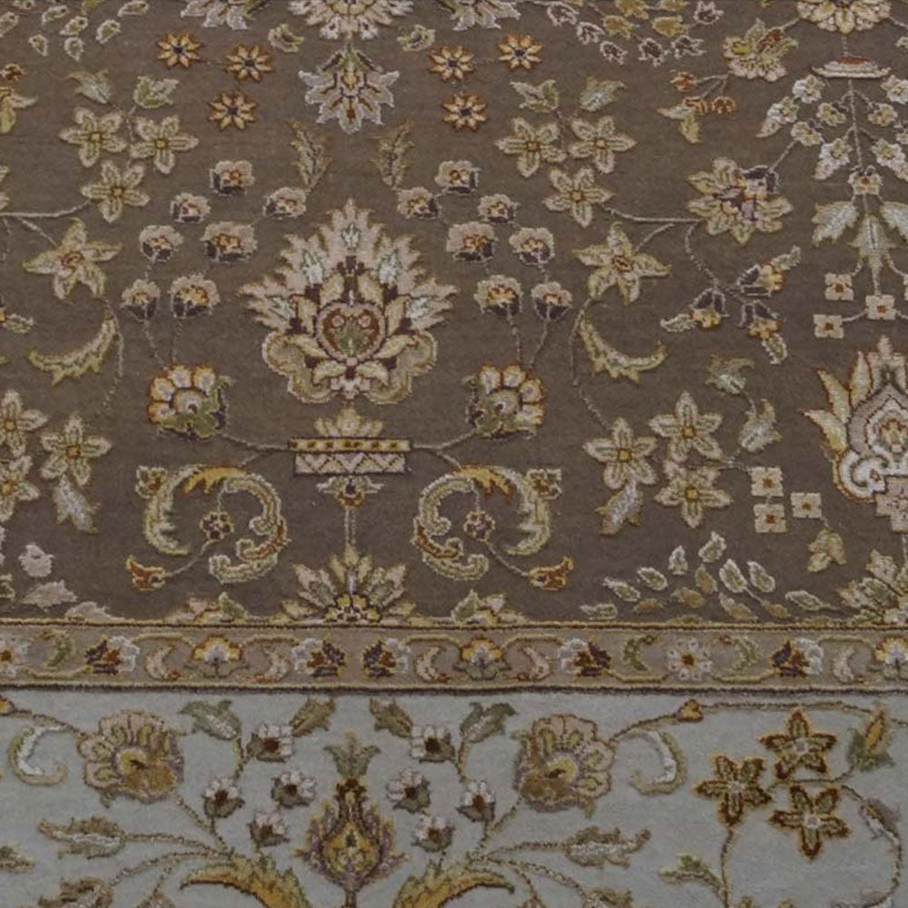 Hand Knotted Persian Silk And Wool Area Rug Oriental Beige
