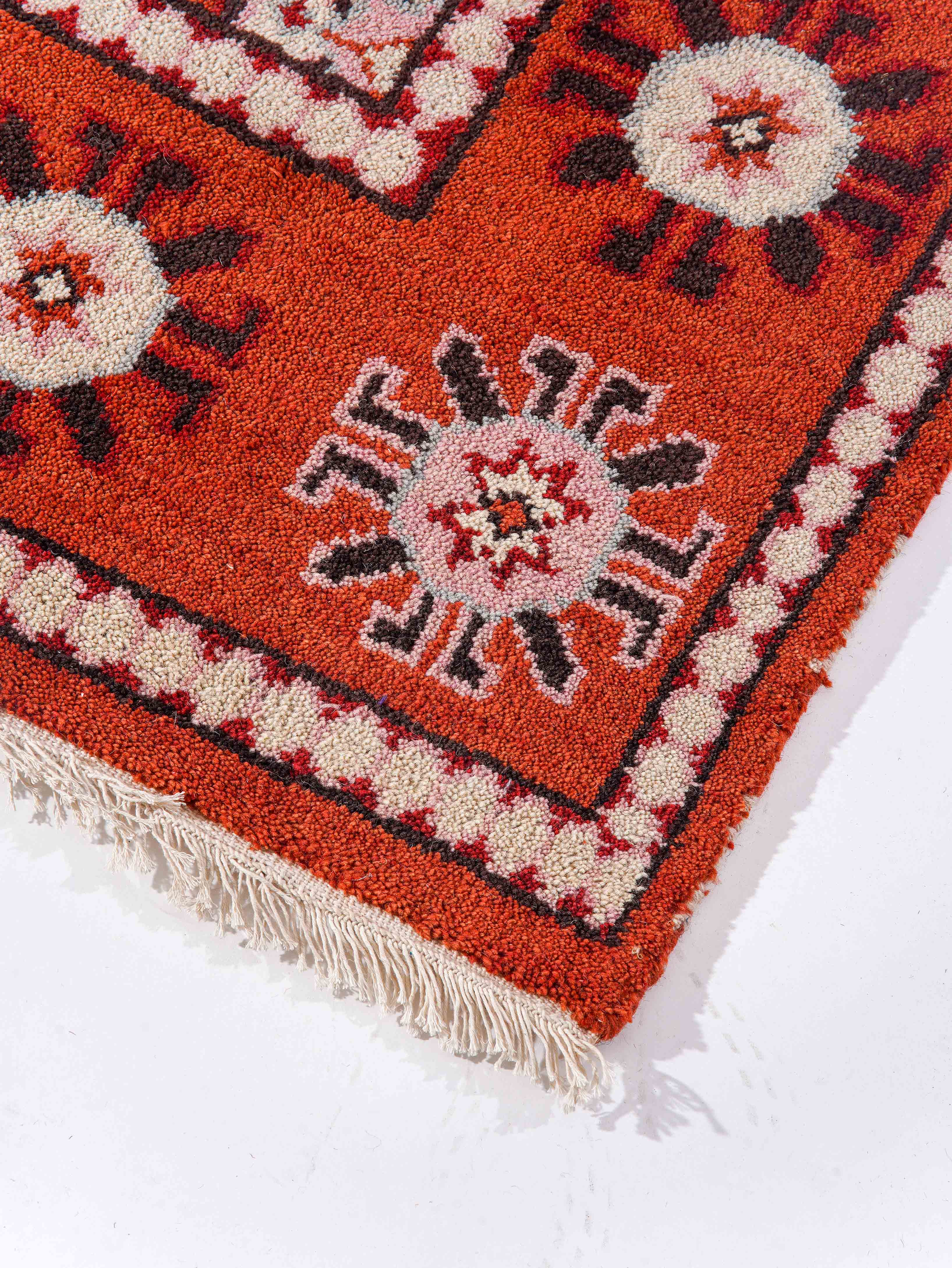 Manjari Hand Knotted Afghan Silk And Wool Area Rug