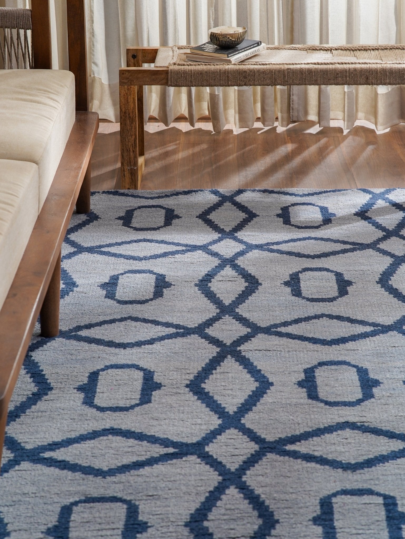 Azure Hand Knotted Wool Light Blue Area Rug - BBH HOMES LLC