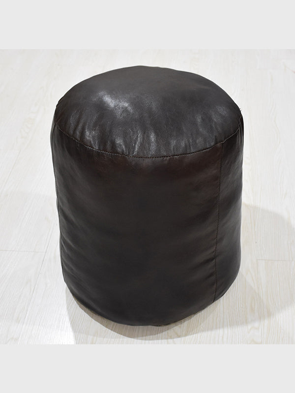 Handmade Buffalo Leather Pouf – Multiple Sizes & Colors | Round or Square | Filled