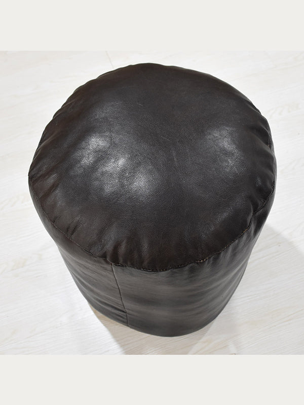 Handmade Buffalo Leather Pouf – Multiple Sizes & Colors | Round or Square | Filled