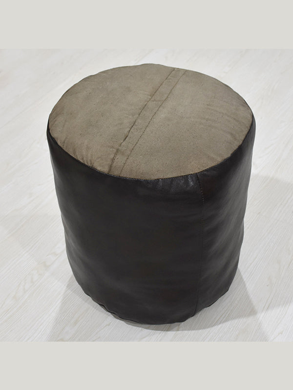 Handmade Buffalo Leather Pouf – Multiple Sizes & Colors | Round or Square | Filled