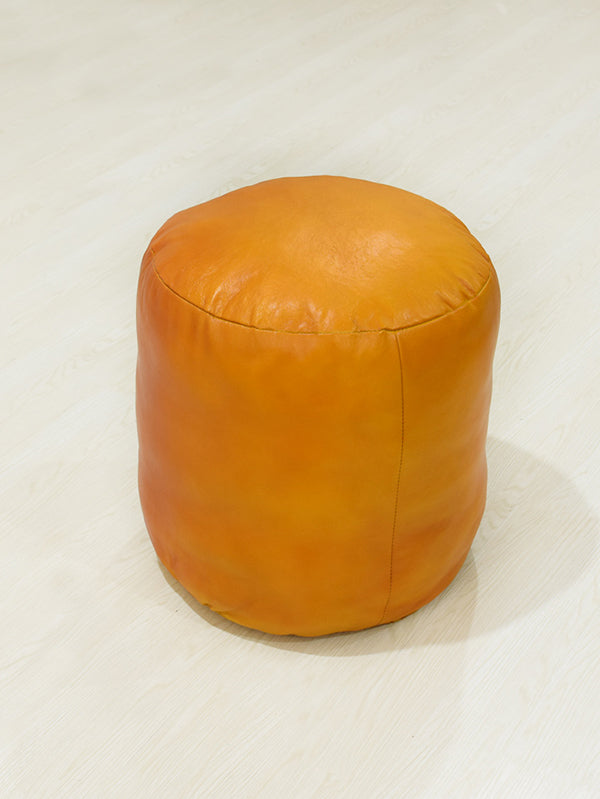 Handmade Buffalo Leather Pouf – Multiple Sizes & Colors | Round or Square | Filled