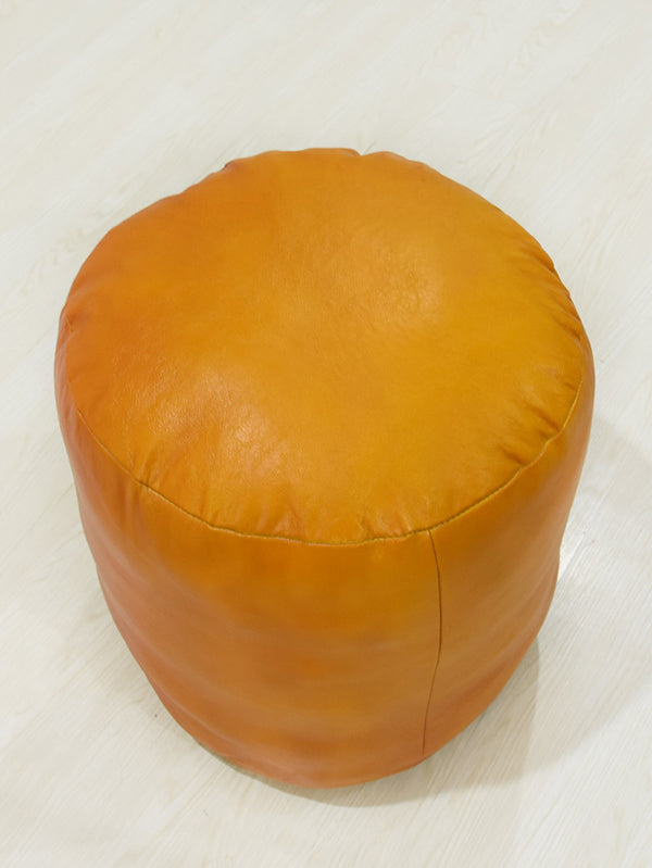 Handmade Buffalo Leather Pouf – Multiple Sizes & Colors | Round or Square | Filled
