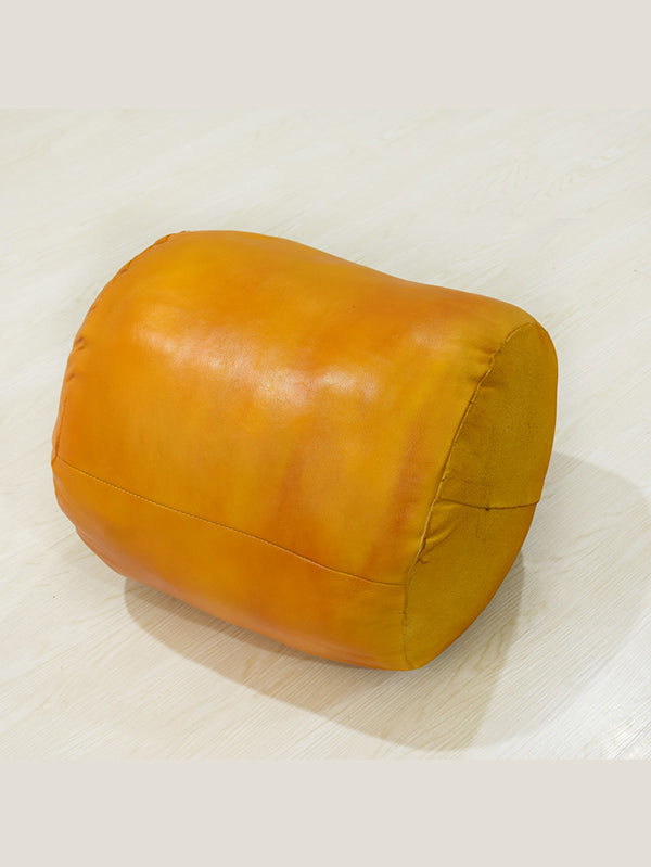 Handmade Buffalo Leather Pouf – Multiple Sizes & Colors | Round or Square | Filled