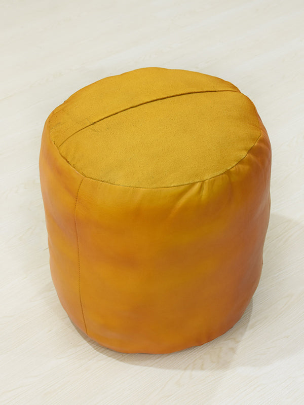 Handmade Buffalo Leather Pouf – Multiple Sizes & Colors | Round or Square | Filled