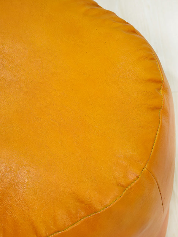 Handmade Buffalo Leather Pouf – Multiple Sizes & Colors | Round or Square | Filled