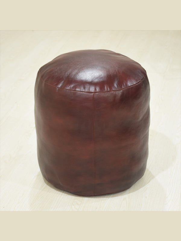 Handmade Buffalo Leather Pouf – Multiple Sizes & Colors | Round or Square | Filled