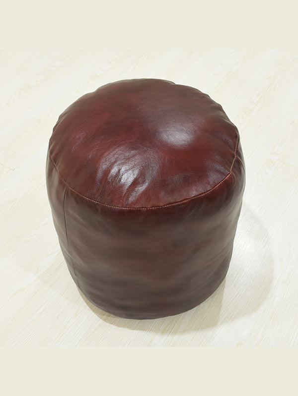 Handmade Buffalo Leather Pouf – Multiple Sizes & Colors | Round or Square | Filled