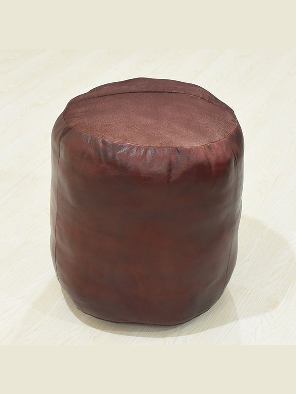 Handmade Buffalo Leather Pouf – Multiple Sizes & Colors | Round or Square | Filled