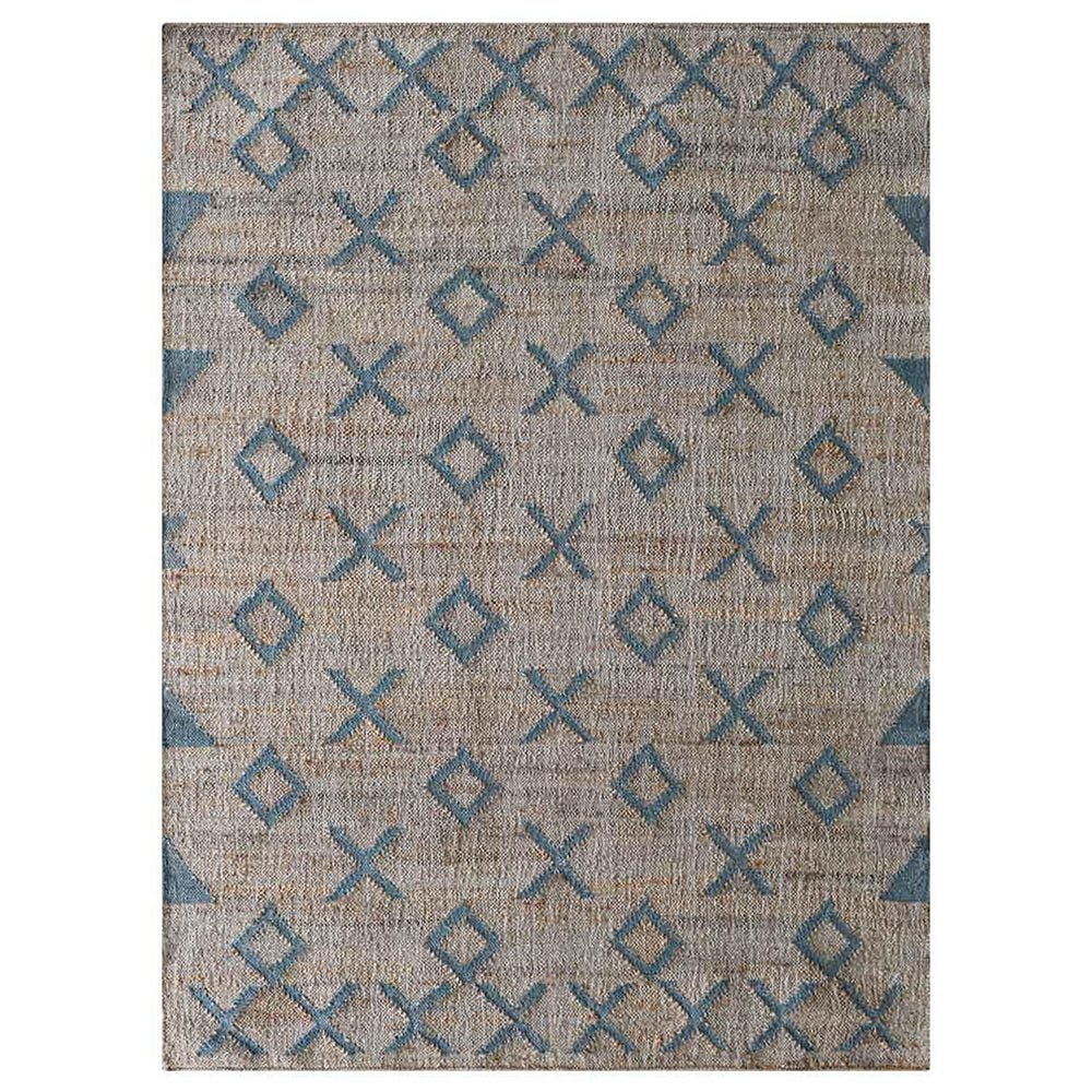 Beige Light Blue Hand Woven Kilim Jute Rug - BBH HOMES LLC