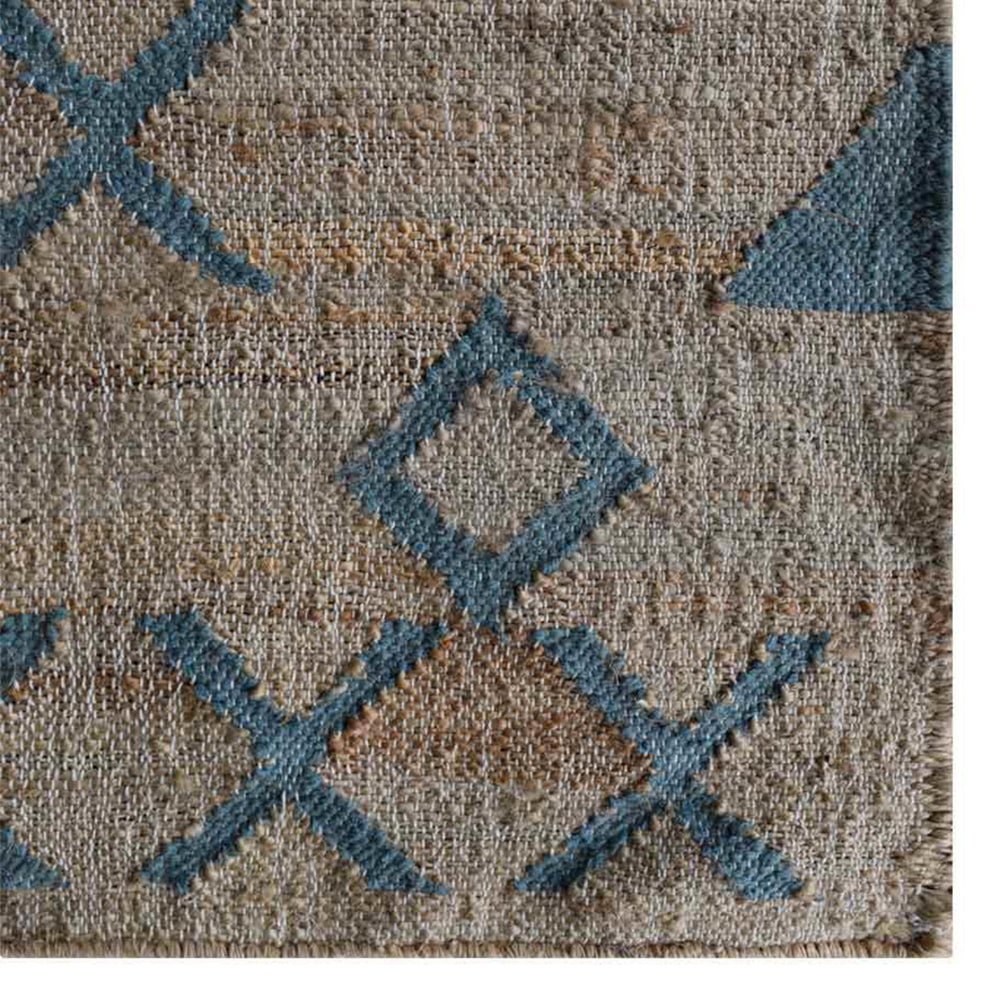 Beige Light Blue Hand Woven Kilim Jute Rug - BBH HOMES LLC