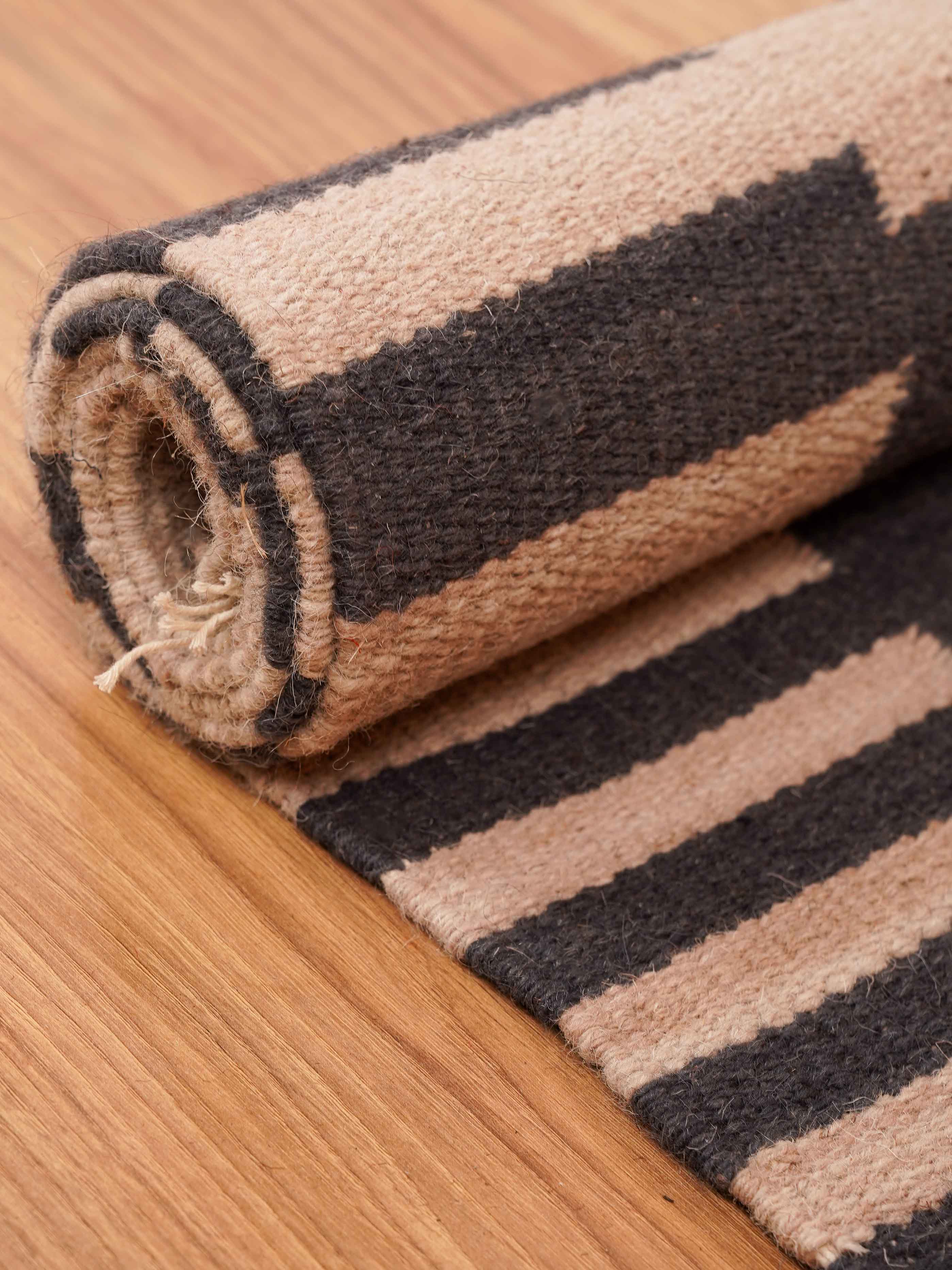Parallel Flat Weave Kilim Wool Rug