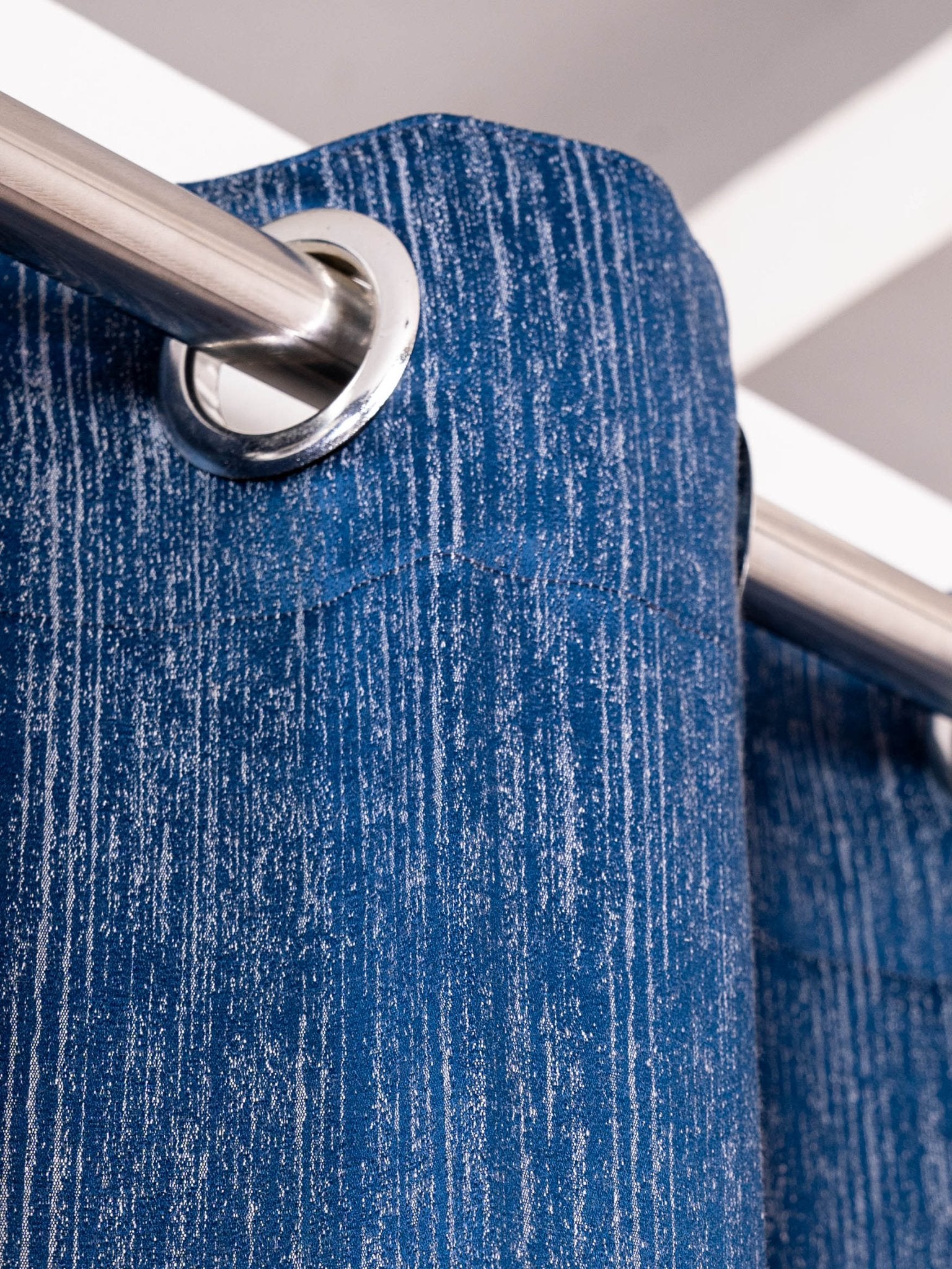 Dark Blue Curtain - Poly Cotton Jacquard Fabric, Plain Solid Texture, Set of 2 Panels - BBH HOMES LLC