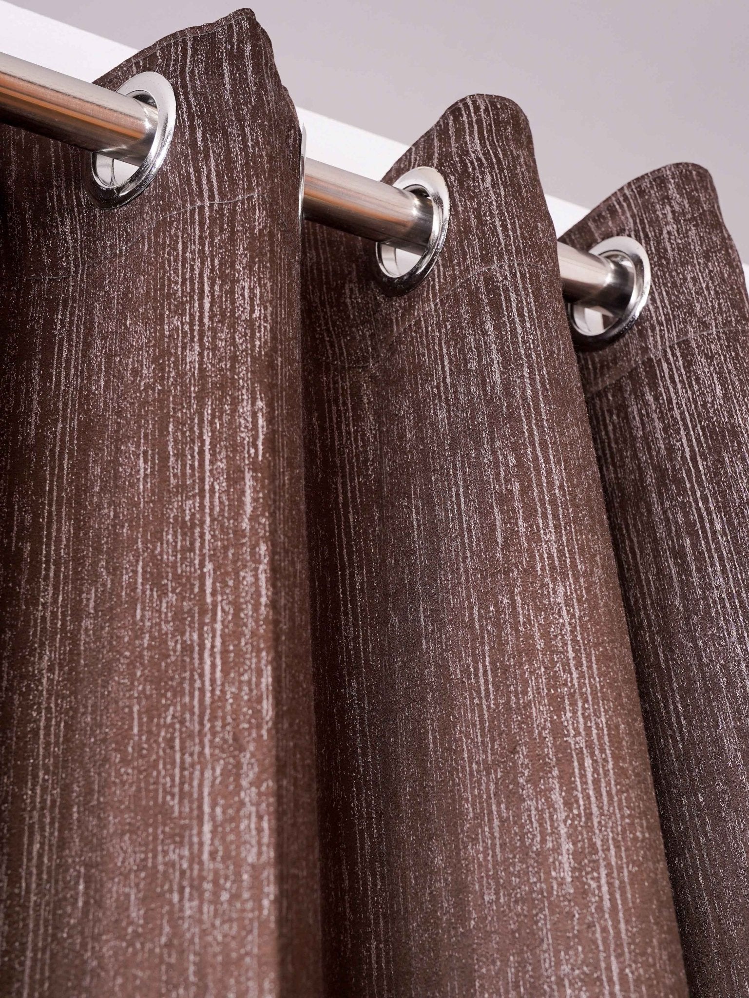 Dark Brown Curtain - Poly Cotton Jacquard Fabric, Plain Solid Texture, Set of 2 Panels - BBH HOMES LLC