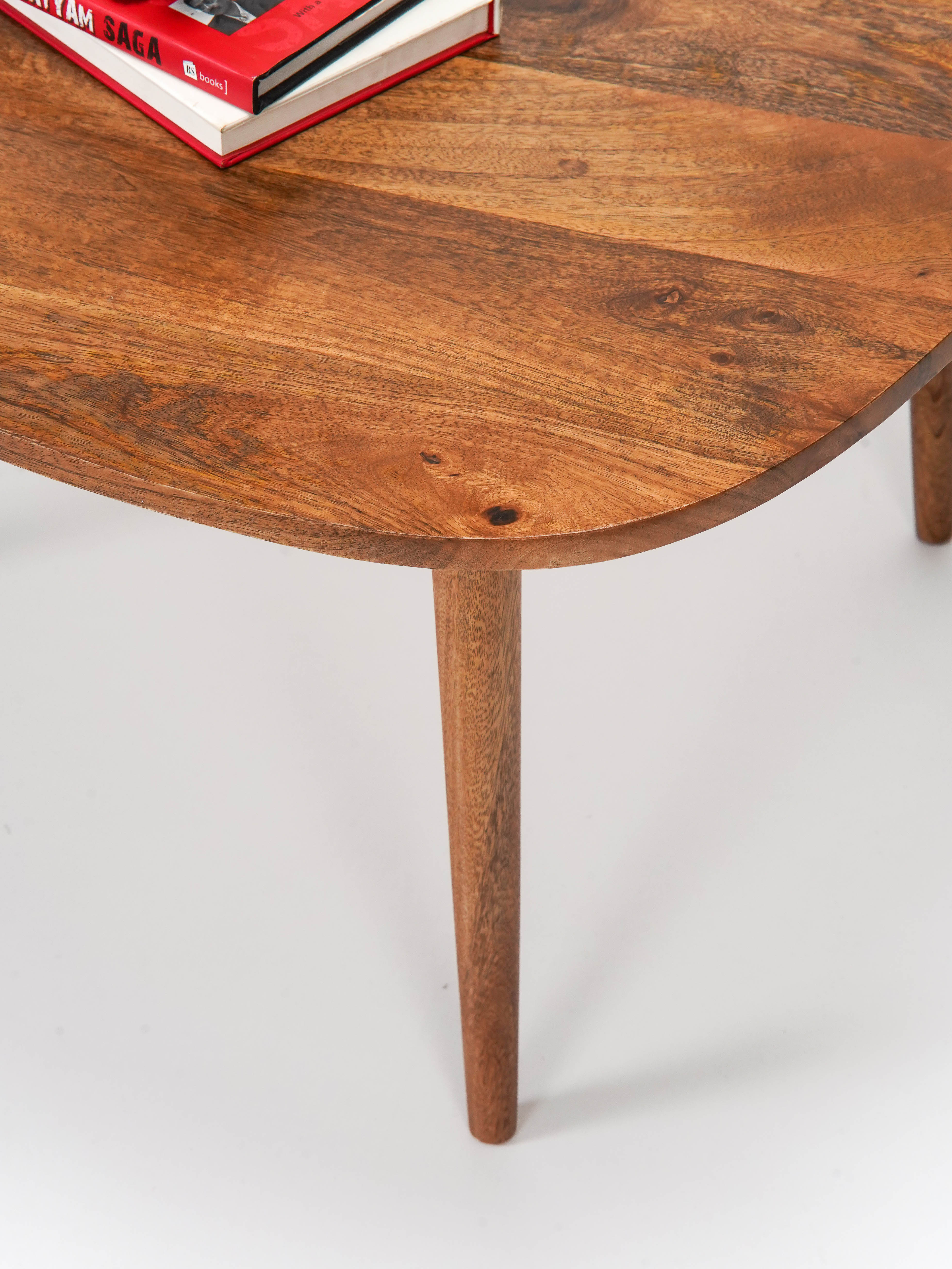 Oval Solid Wood Coffee Table - Amber Walnut
