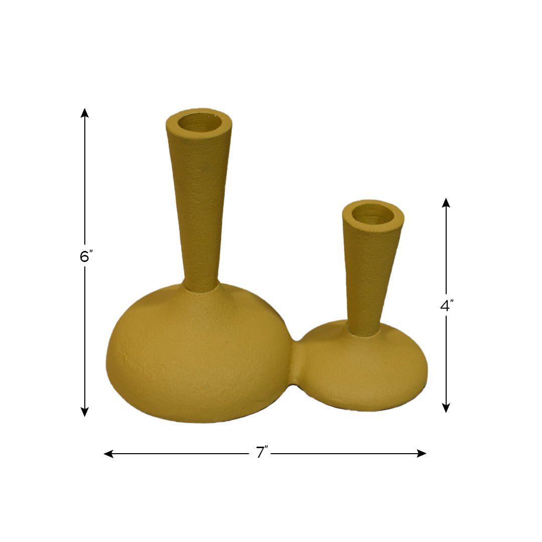 Eco - Friendly Handmade Aluminum Geometric Mustard Set Of One Vase Candle Holder - BBH HOMES LLC
