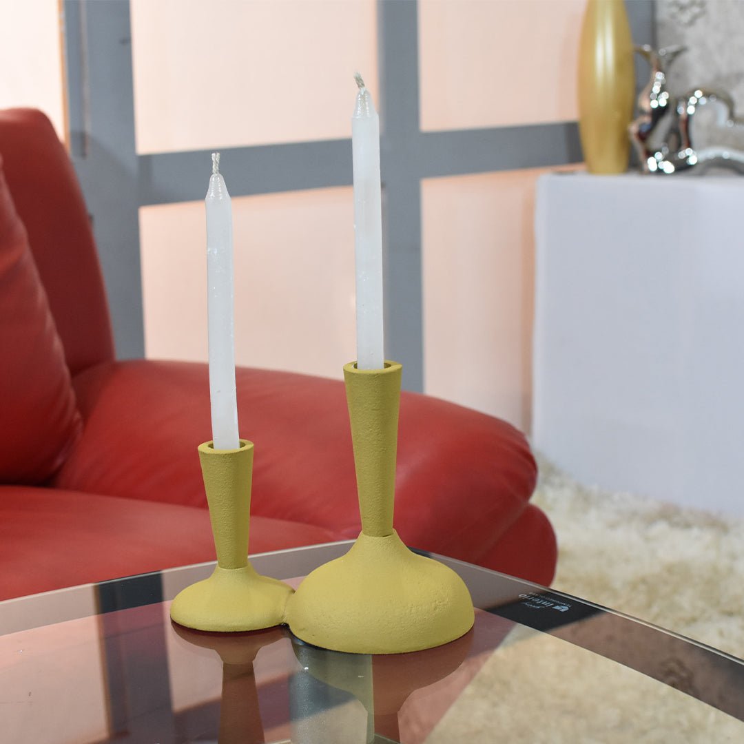 Eco - Friendly Handmade Aluminum Geometric Mustard Set Of One Vase Candle Holder - BBH HOMES LLC