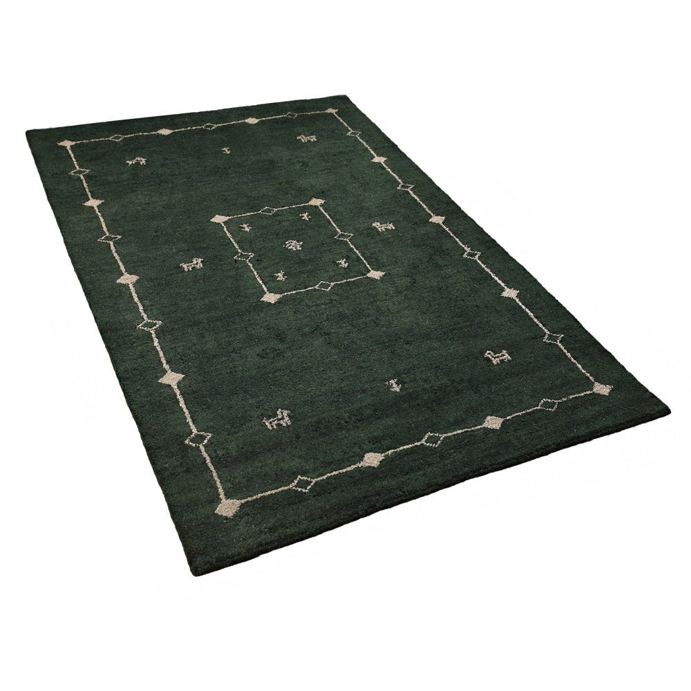 Hand Knotted Loom Silk Mix Area Rug Contemporary Dark Green - BBH HOMES LLC