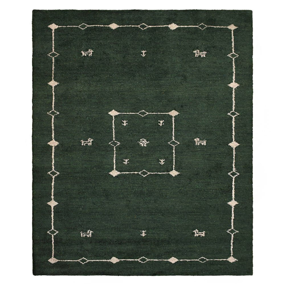 Hand Knotted Loom Silk Mix Area Rug Contemporary Dark Green - BBH HOMES LLC