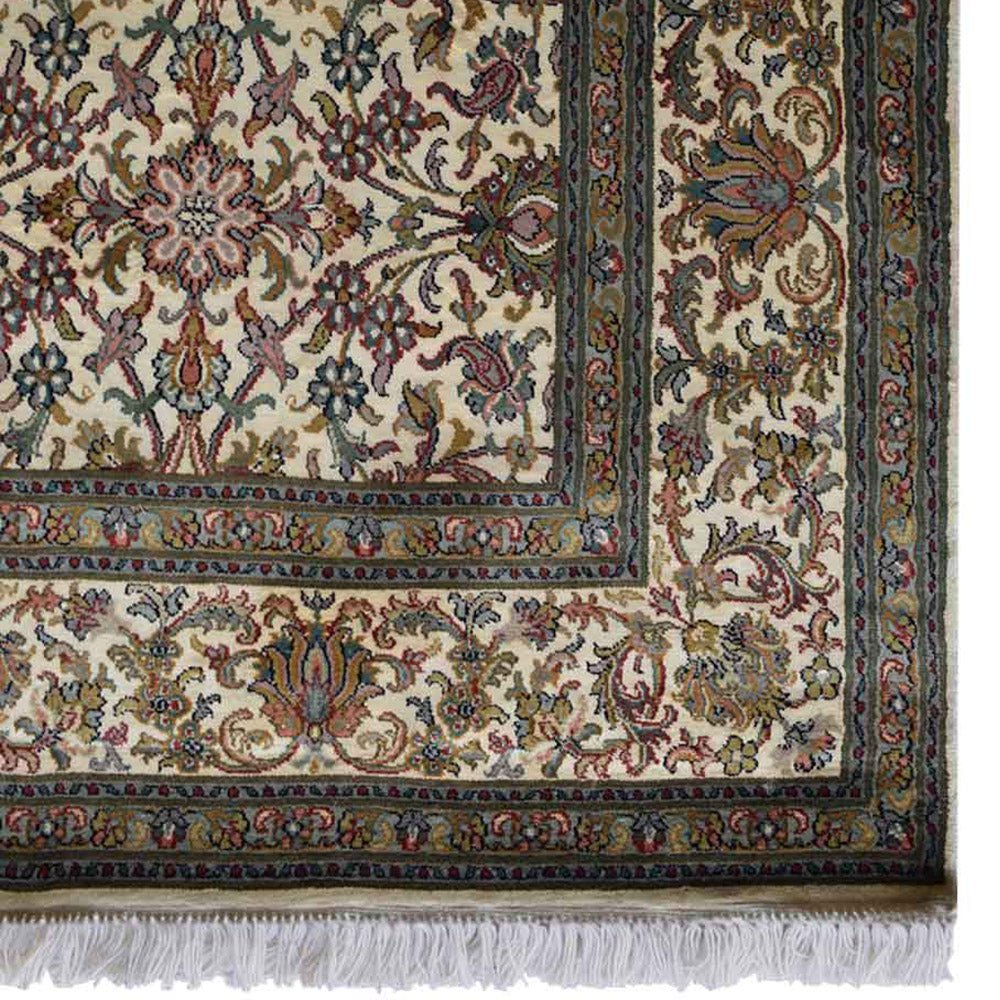 Hand Knotted Persian Original Silk Area Rug Oriental Cream - BBH HOMES LLC