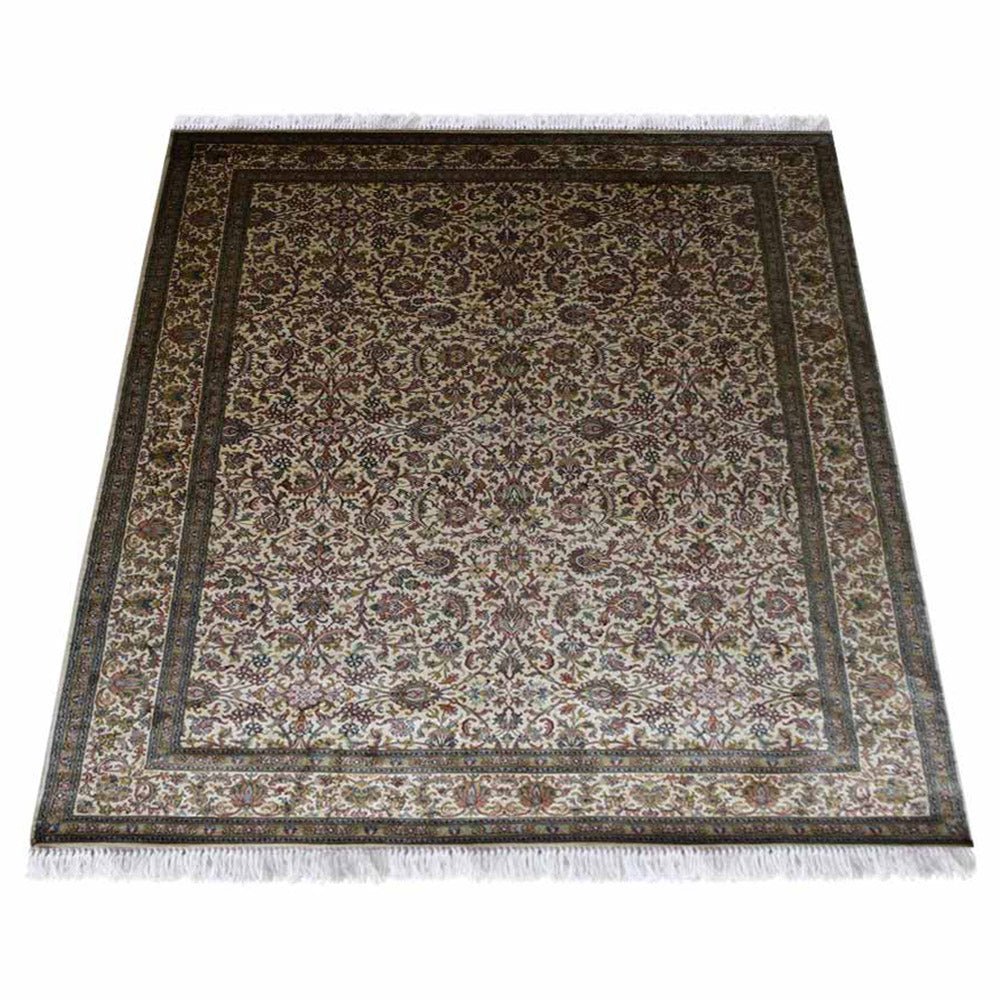 Hand Knotted Persian Original Silk Area Rug Oriental Cream - BBH HOMES LLC