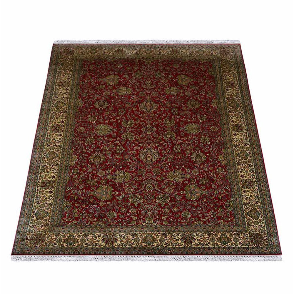 Hand Knotted Persian Original Silk Area Rug Oriental Red - BBH HOMES LLC