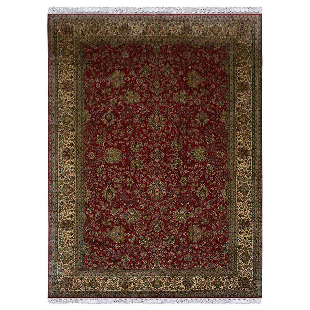 Hand Knotted Persian Original Silk Area Rug Oriental Red - BBH HOMES LLC