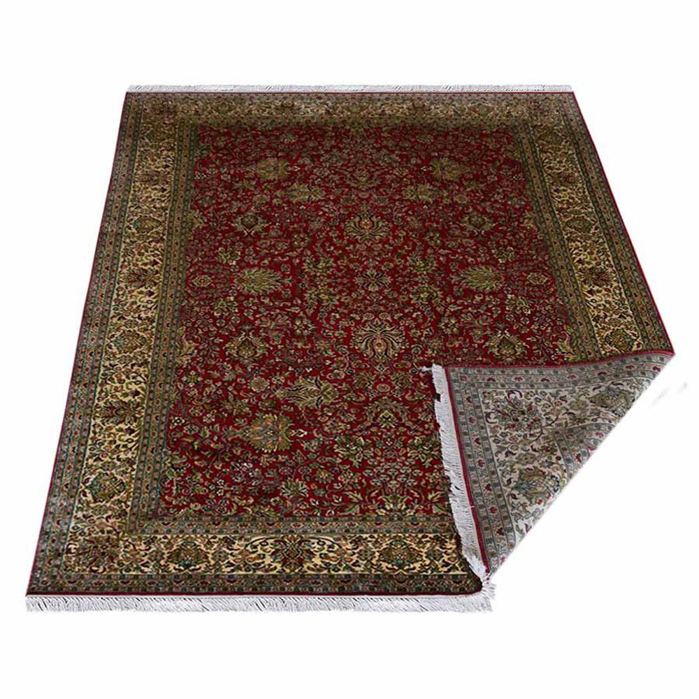 Hand Knotted Persian Original Silk Area Rug Oriental Red - BBH HOMES LLC