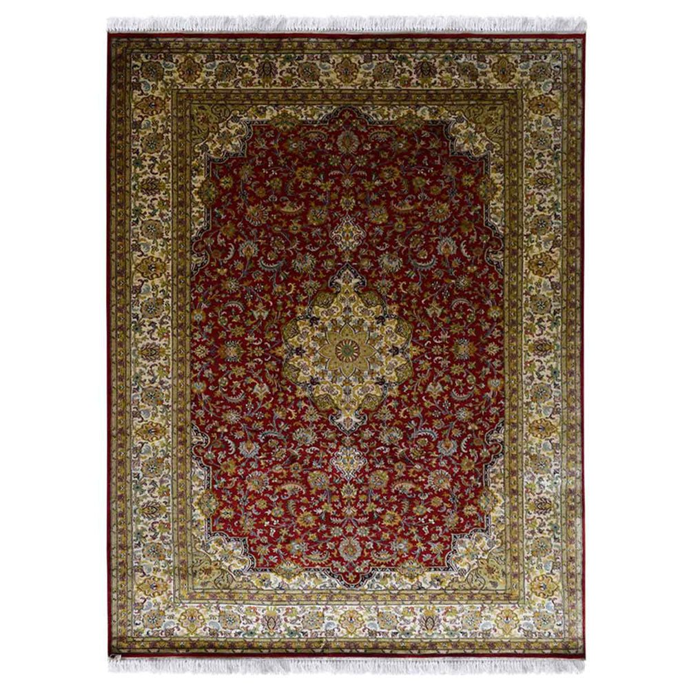 Hand Knotted Persian Original Silk Rectangle Area Rug Oriental Red - BBH HOMES LLC