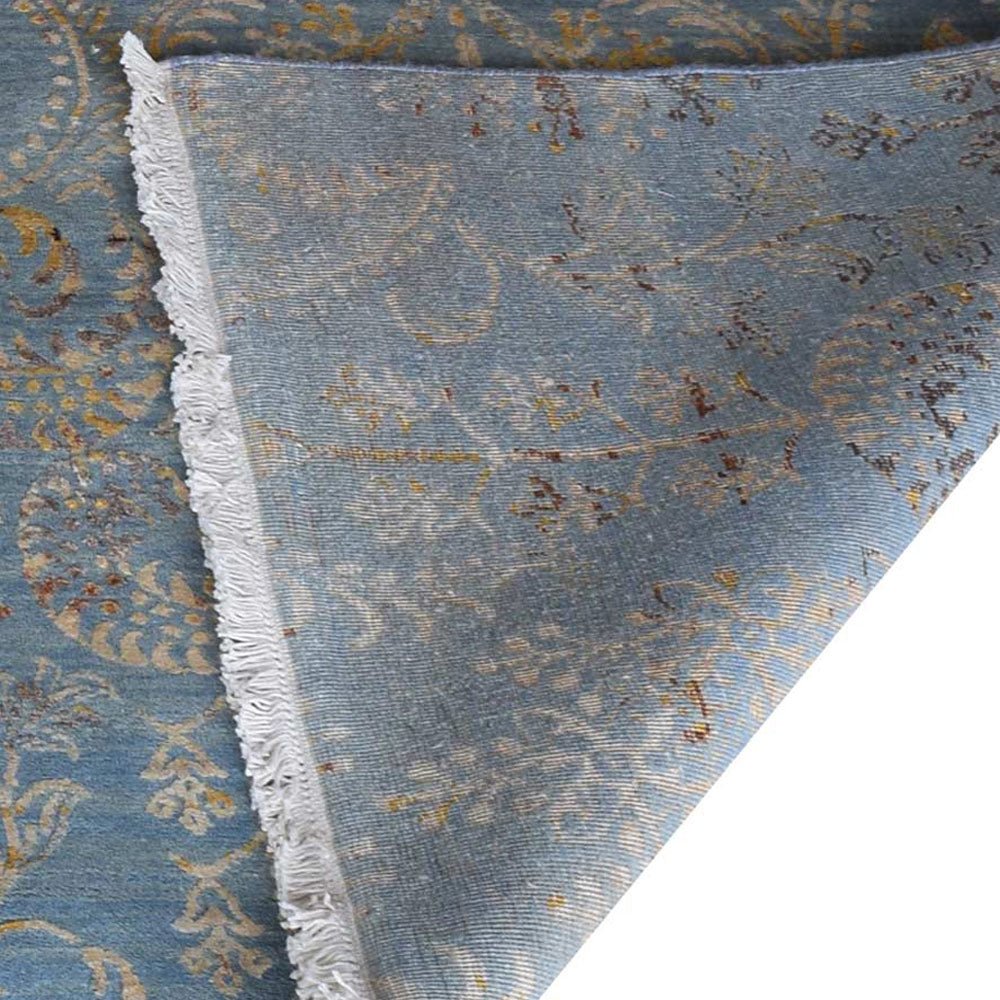 Hand Knotted Persian Silk And Wool Area Rug Contemporary Blue - BBH HOMES LLC