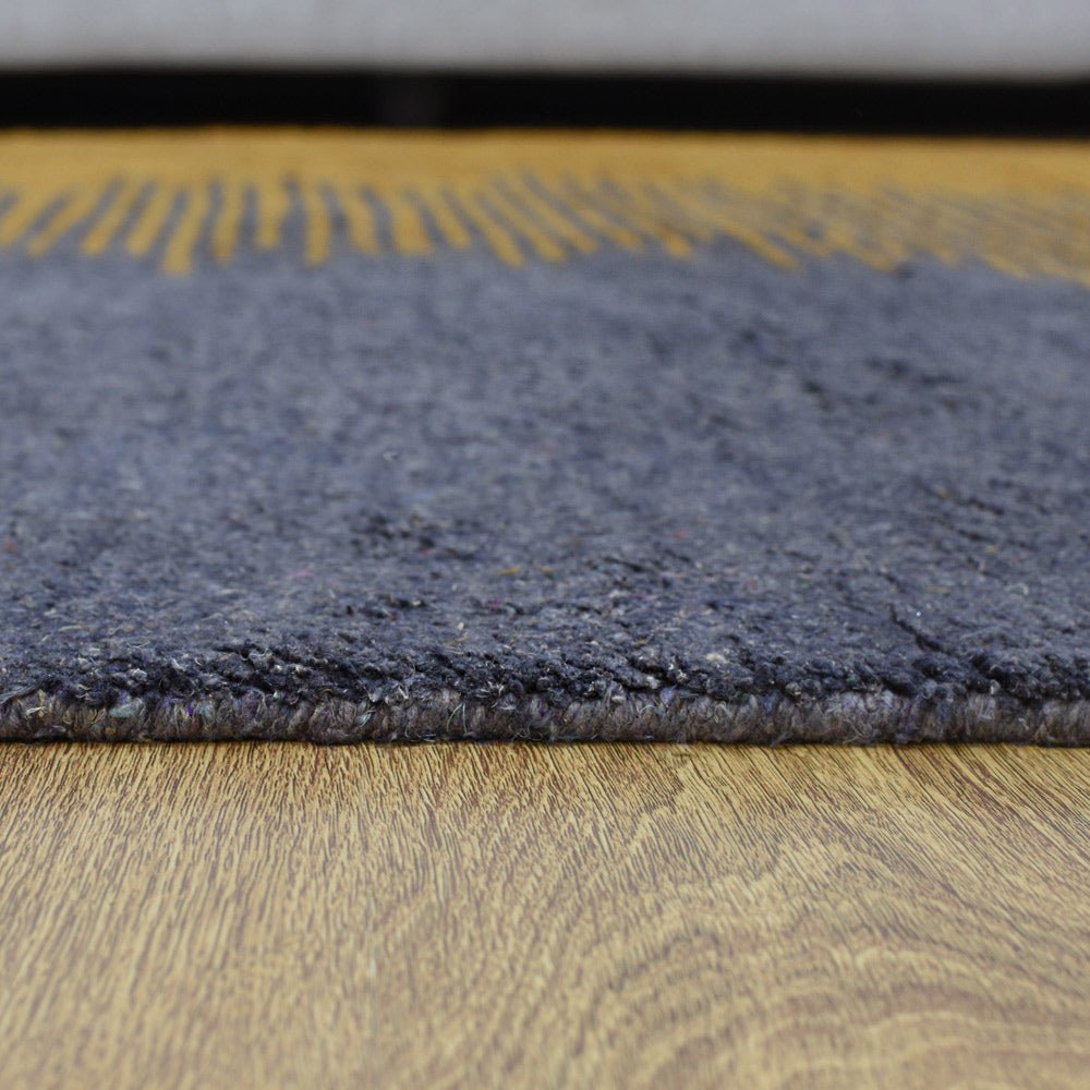 Hand Knotted Silk Area Rug Contemporary Charcoal Gold - BBH HOMES LLC