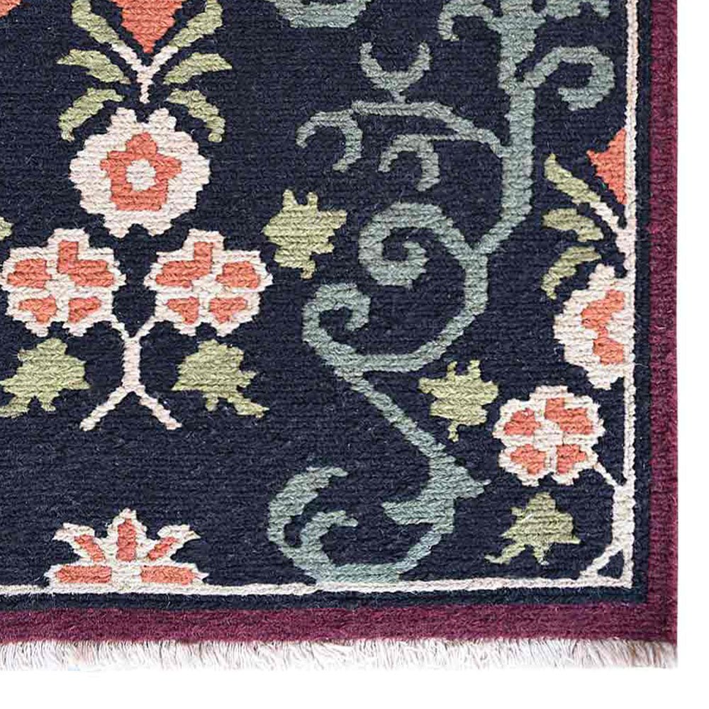 Hand Knotted Sumak Wool Area Rug Floral Multicolor - BBH HOMES LLC