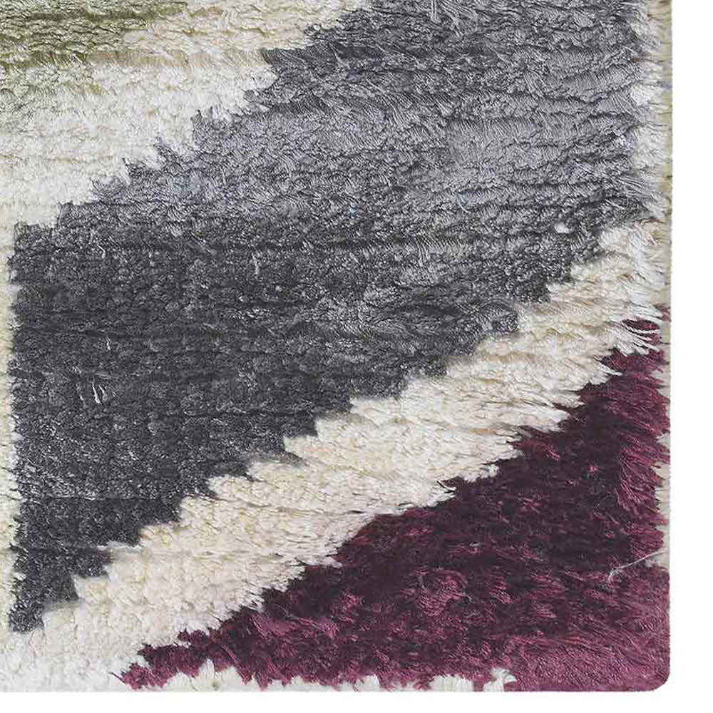 Hand Knotted Viscose Area Rug Geometric Multicolor - BBH HOMES LLC