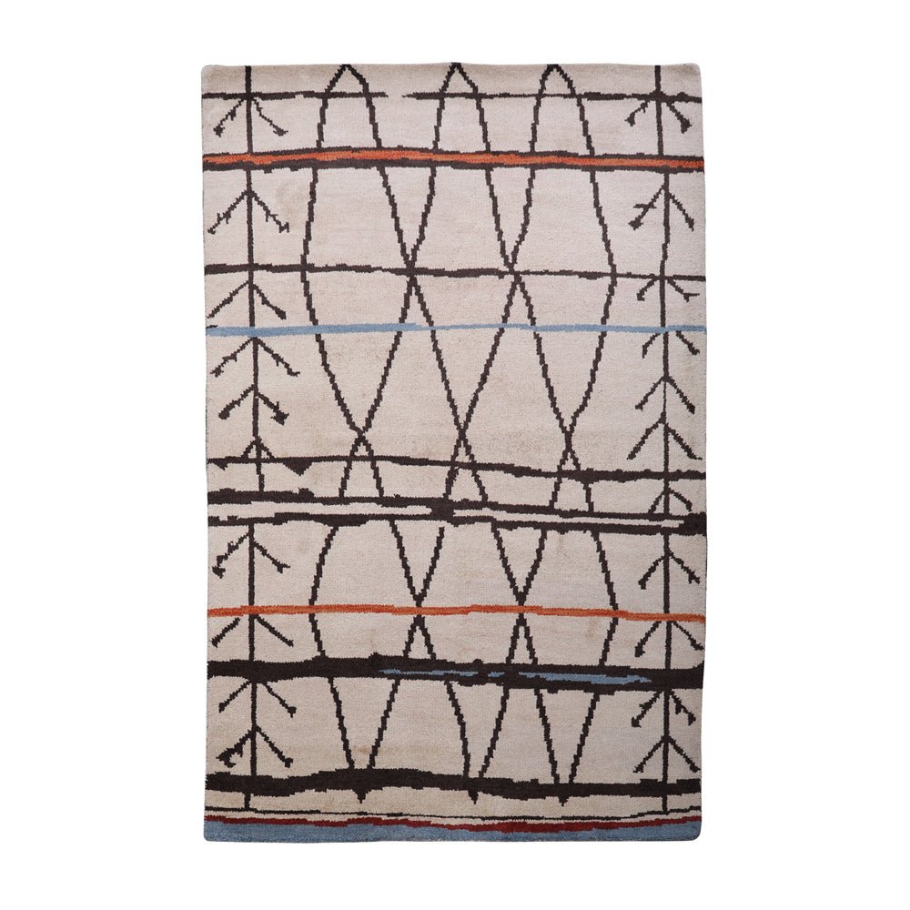 Hand Knotted Wool Area Rug Contemporary Beige Brown - BBH HOMES LLC