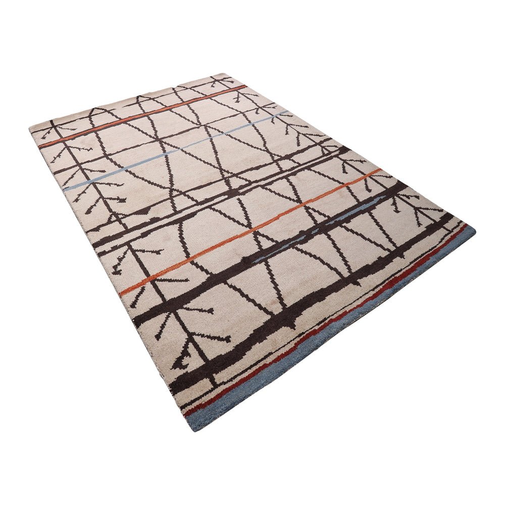 Hand Knotted Wool Area Rug Contemporary Beige Brown - BBH HOMES LLC