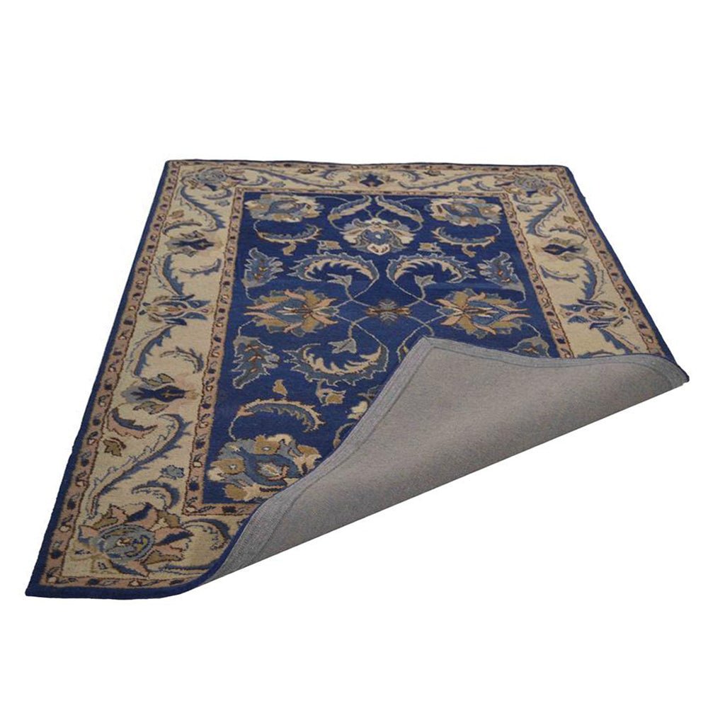 Hand Tufted Wool Area Rug Oriental Blue Beige - BBH HOMES LLC