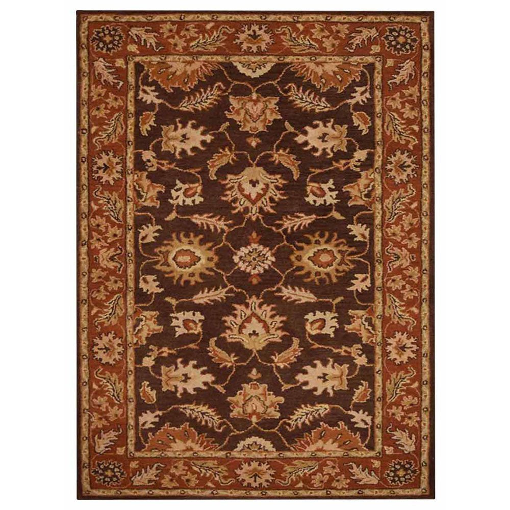 Hand Tufted Wool Area Rug Oriental Brown Rust - BBH HOMES LLC
