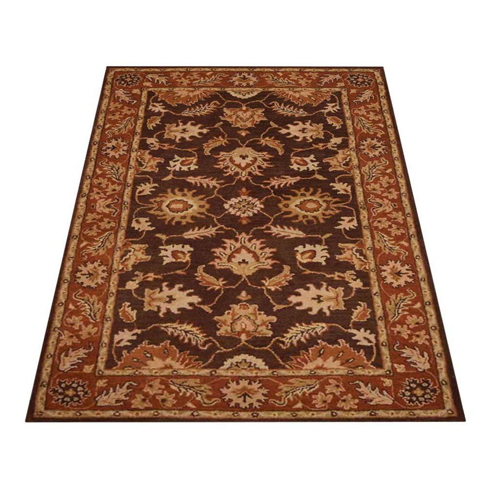 Hand Tufted Wool Area Rug Oriental Brown Rust - BBH HOMES LLC