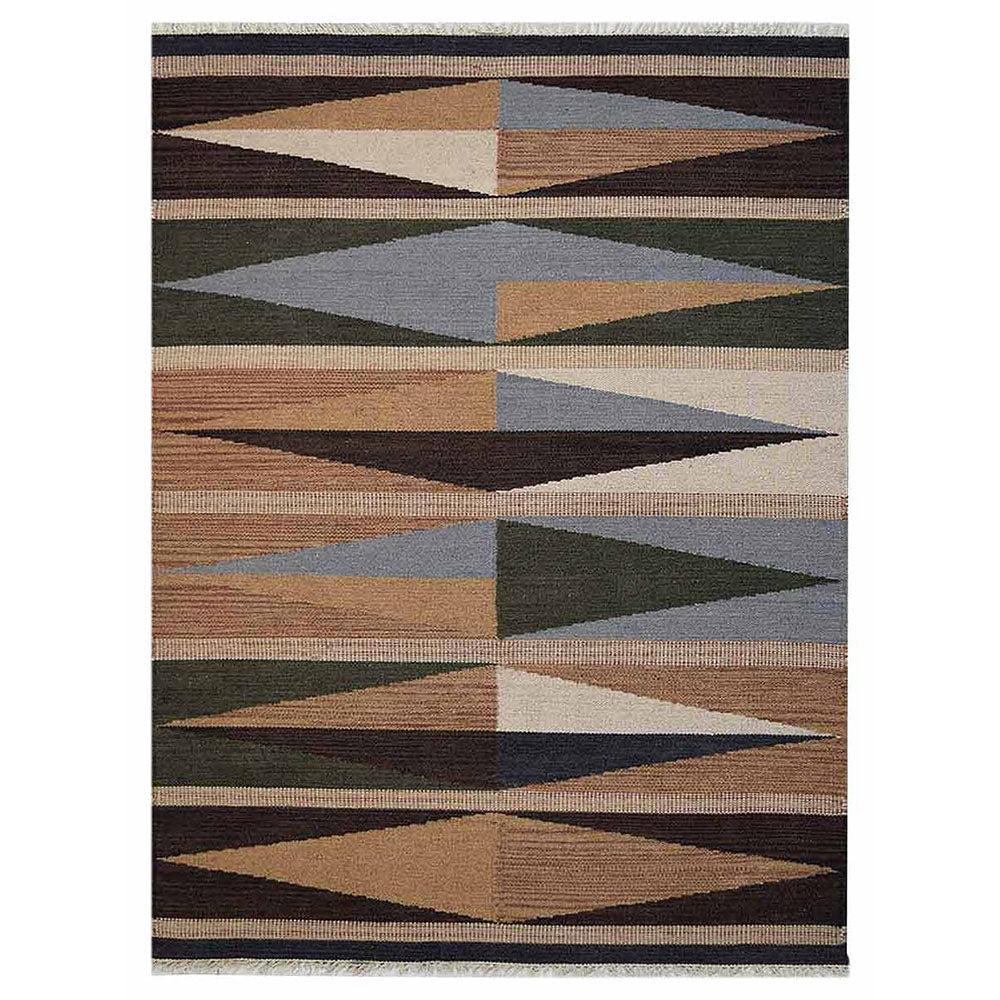 Hand Woven Flat Weave Kilim Wool Area Rug Contemporary Multicolor - BBH HOMES LLC