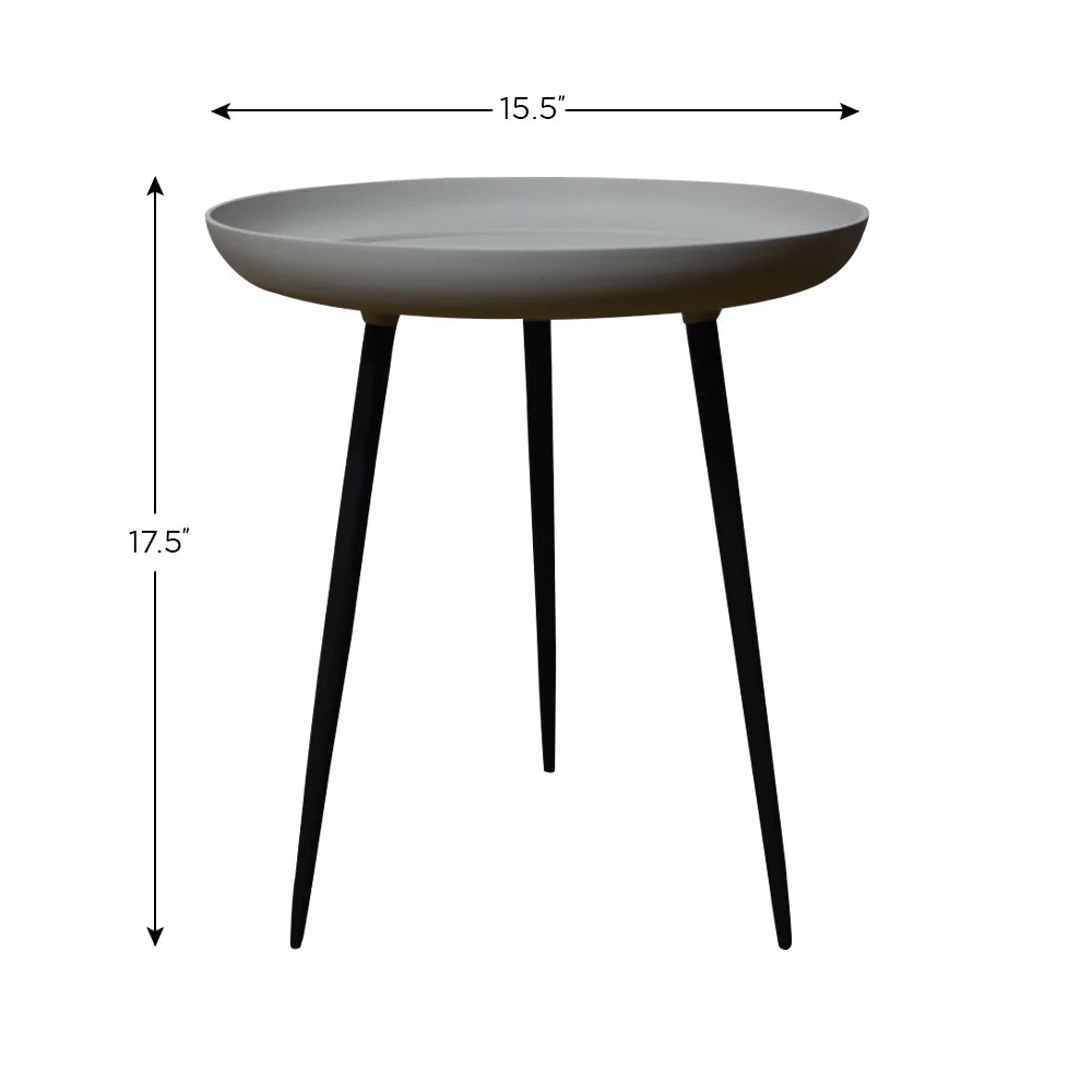 Handmade Aluminium And Iron Round Tray Ivory Color Side Table - BBH HOMES LLC