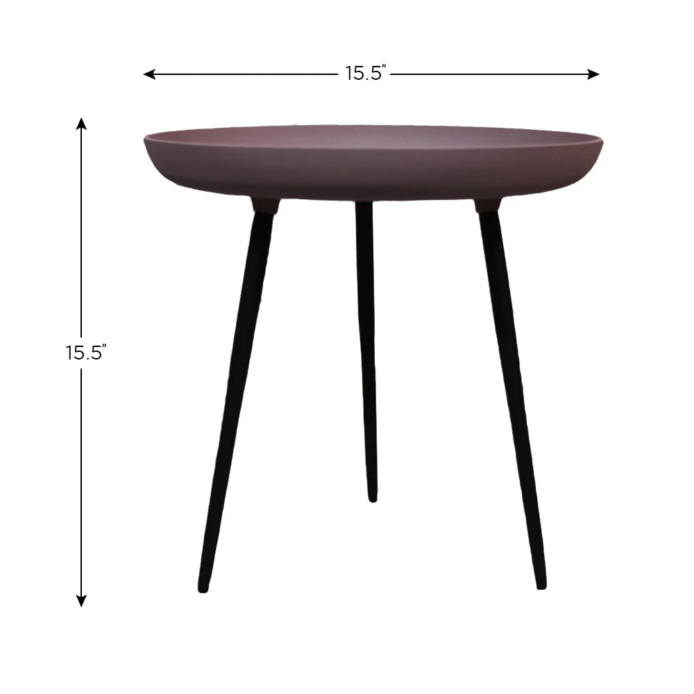 Handmade Aluminium And Iron Round Tray Pink Color Side Table - BBH HOMES LLC